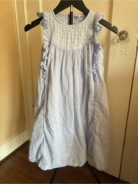 Pomp de Lux Scandinavian Girls Thilde Dress Cotton Light Blue Ruffle-Trim 134